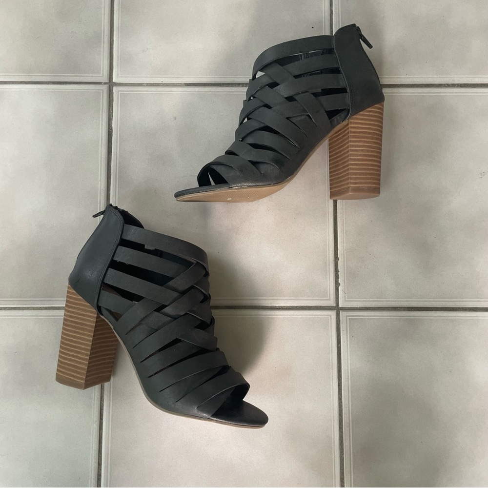 Maurices Black Strappy Heeled Boots